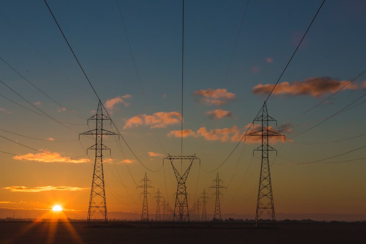 Commercial power infrastructure at dusk — representing the scale and reliability of the Apex Station BESS